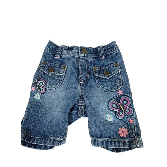 Vintage Sonoma Girls Infant Baby Size 0 3 Months Capri Jeans Pants Cropped Flora - Picture 1 of 3